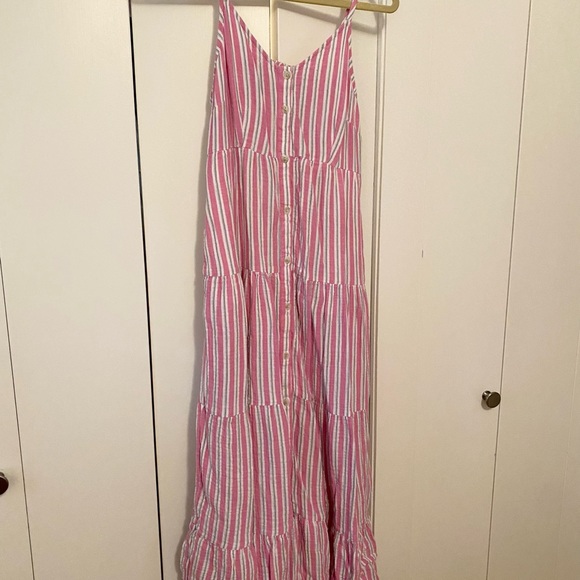 target pink striped dress WEST K Womens Georgia Plus Size Flutter Sleeve High Low Hem Dress - 3X